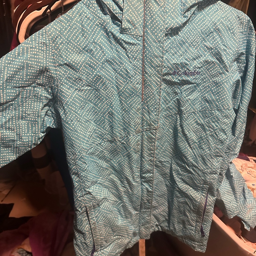 Columbia Teal and White Polka Dot Jacket‎